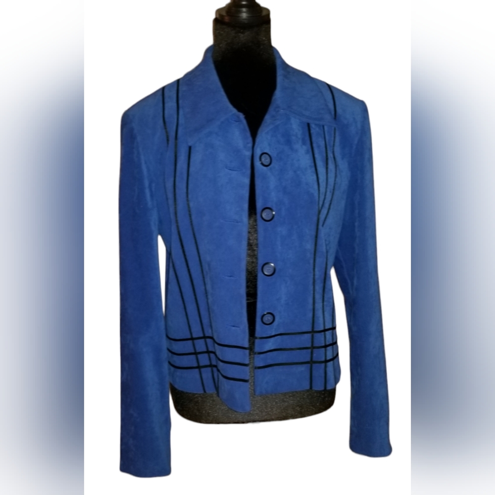 John Roberts Blue velvet faux military f size 10 SOLD